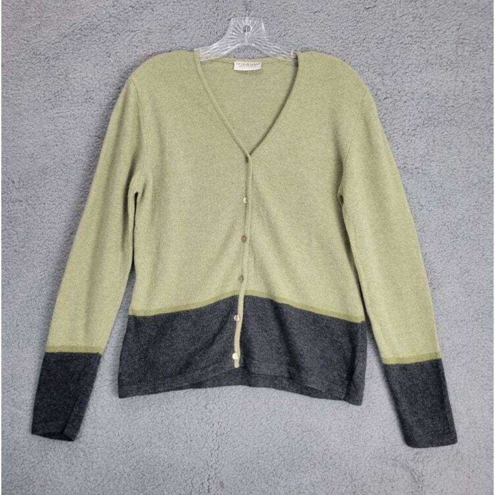 YOUR 6th SENSE Size S Green Gray Wool Angora Blend Button Up Cardigan
